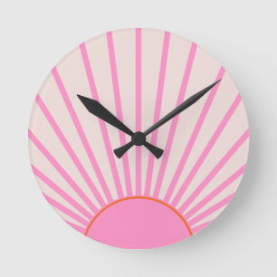 Le Soleil 01 Sonne Rosa Sonnenschein Runde Wanduhr