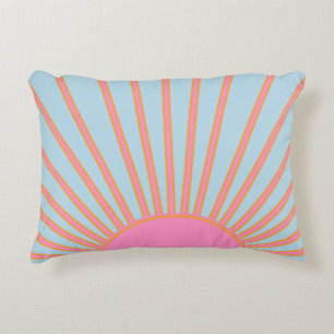 Le Soleil 02 Retro Sun Rosa und Blau Sunshine Dekokissen