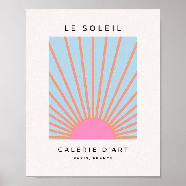 Le Soleil 02 Retro Sun Rosa und Blau Sunshine Poster (Vorne)