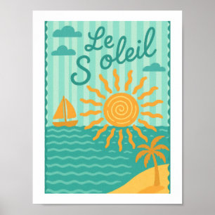 Le Soleil Französische Retro-Sonne Strand Nautical Poster