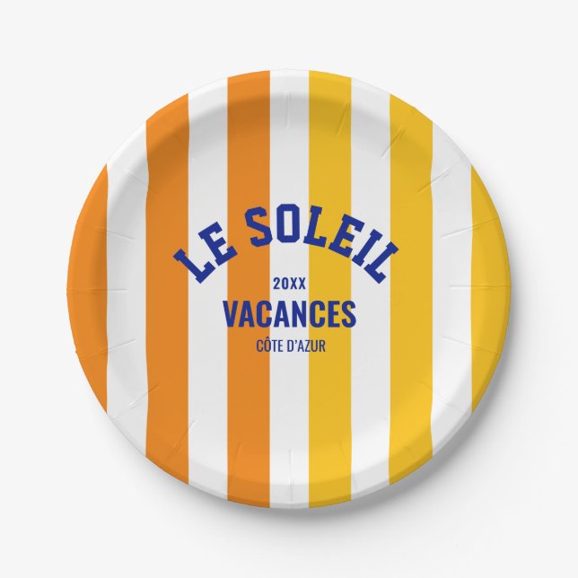 Le Soleil Vacances Côte d'Azur Strip Round Pappteller (Vorderseite)