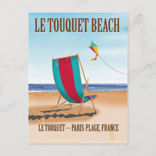 Le Touquet Beach Vintages französisches Reiseplaka Postkarte