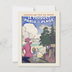 Le Touquet-Paris-Plage Vintage Poster der 20er Jah Postkarte