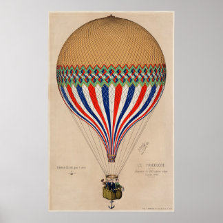 Le Tricolor Heißluftballon Poster Vintage Kunst