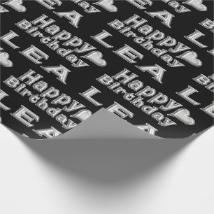 Lea Happy Birthday silver black Geschenkpapier