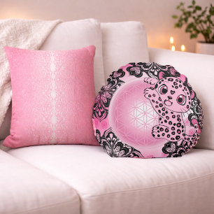 Léa Spirit Leopard – Farbe des Herzens Rundes Kissen