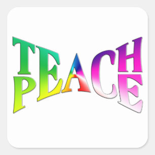LEACH PEACE Rainbow Graphic on White Quadratischer Aufkleber