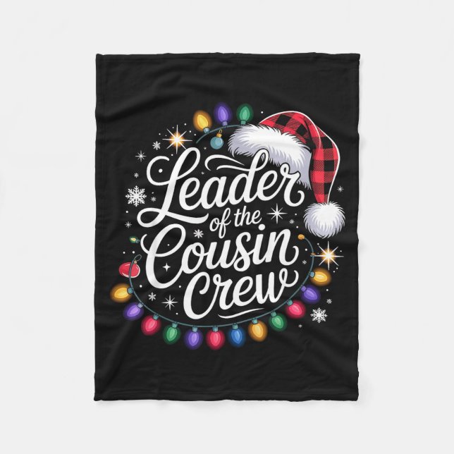 Leader Of The Cousin Crew Xmas Lights Red Plaid Sa Fleecedecke (Vorderseite)
