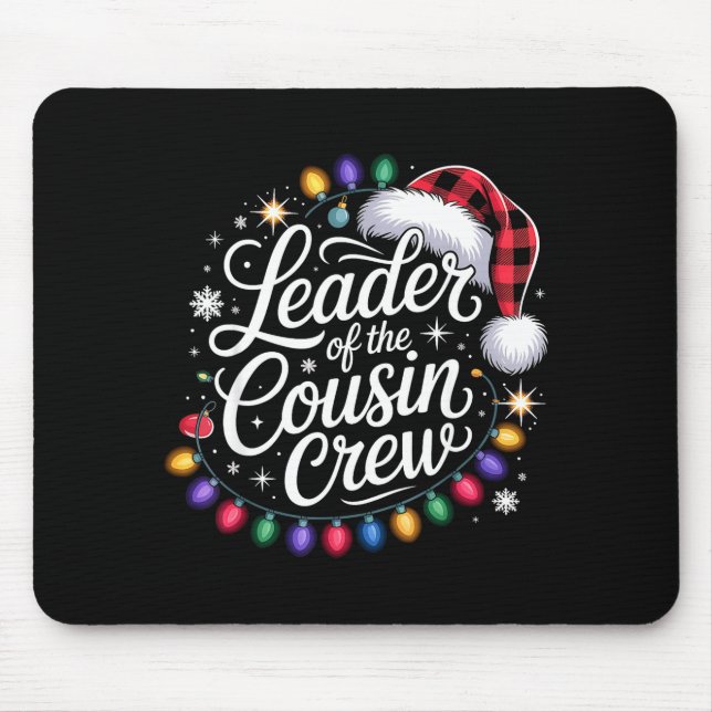 Leader Of The Cousin Crew Xmas Lights Red Plaid Sa Mousepad (Vorne)