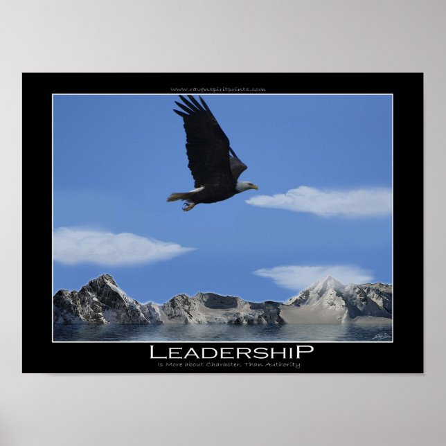 LEADERSHIP Fliegender Adler & Berge Motivierend Poster (Vorne)