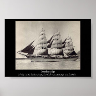 LEADERSHIP Motivierend Segelschiff drucken Poster