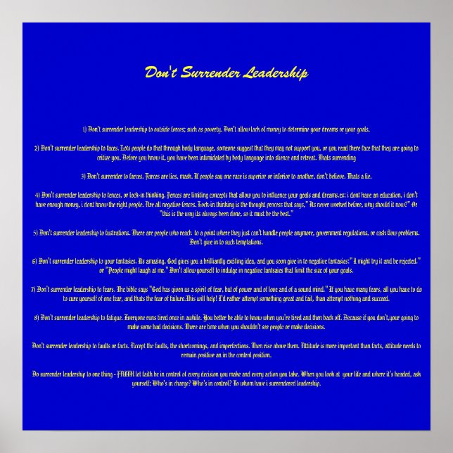 Leadership nicht übergeben - Maßgeschneidert Poster (Vorne)