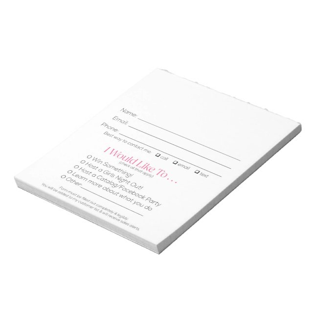 Leads Booking & Recruit Drawing Slip Pink Zebra Notizblock (Rotiert)