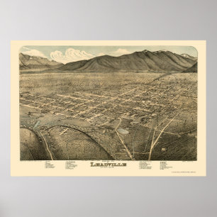 Leadville, CO Panorama Karte - 1879 Poster