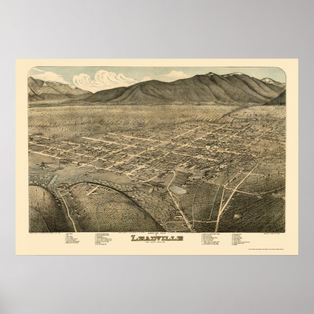 Leadville, CO Panorama Karte - 1879 Poster (Vorne)
