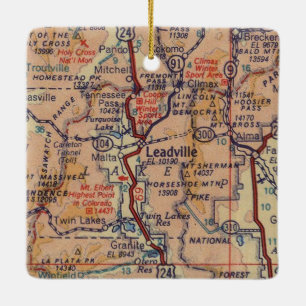 Leadville CO Vintag Map Keramikornament