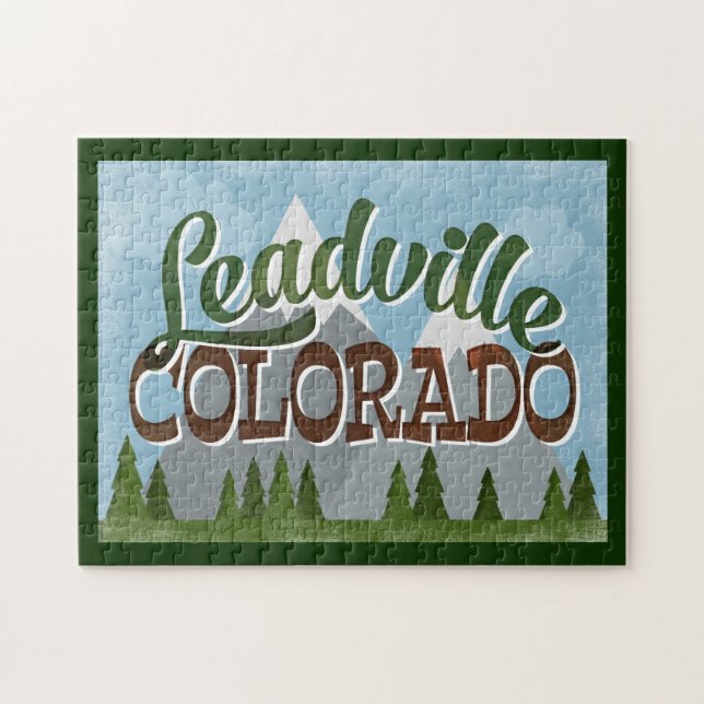 Leadville Colorado Fun Retro Snowy Mountains Puzzle (Horizontal)