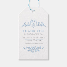 Leaf Art Herz monogramm blaue Hochzeit danke fav Geschenkanhänger