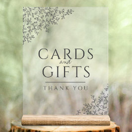 Leaf Art Hochzeit dunkelgraue weiße Karten und Ges Acrylschild