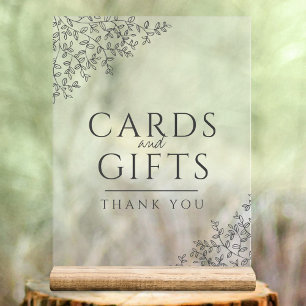 Leaf Art Hochzeit dunkelgraue weiße Karten und Ges Acrylschild