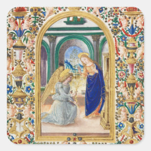 Leaf aus einem Stundenbuch Quadratischer Aufkleber