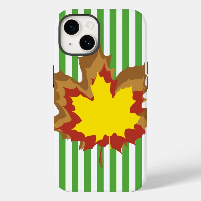 Leaf Autumnal Streifen mit Blätter Case-Mate iPhone Hülle (Rückseite)