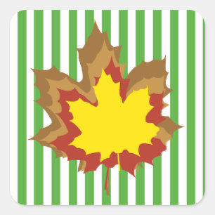 Leaf Autumnal Streifen mit Blätter Quadratischer Aufkleber