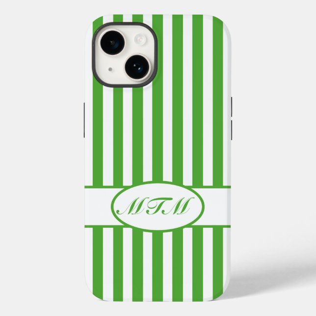 Leaf Autumnal Streifen mit Monogramm Case-Mate iPhone Hülle (Rückseite)