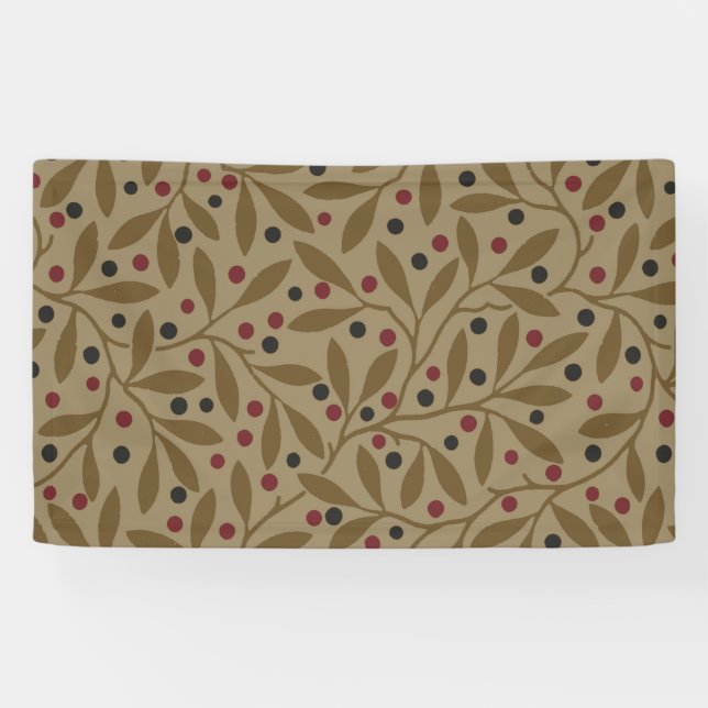 Leaf Berry Classic Hübsches Muster Kunst Banner (Horizontal)