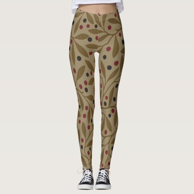 Leaf Berry Classic Hübsches Muster Kunst Leggings (Vorderseite)