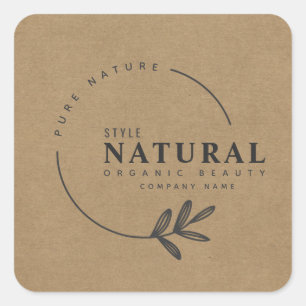 Leaf Bio Schönheit und Kosmetik Quadrat Aufkleber