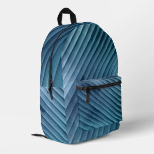 Leaf Blue Diagonal Print Cut Nähtasche Bedruckter Rucksack