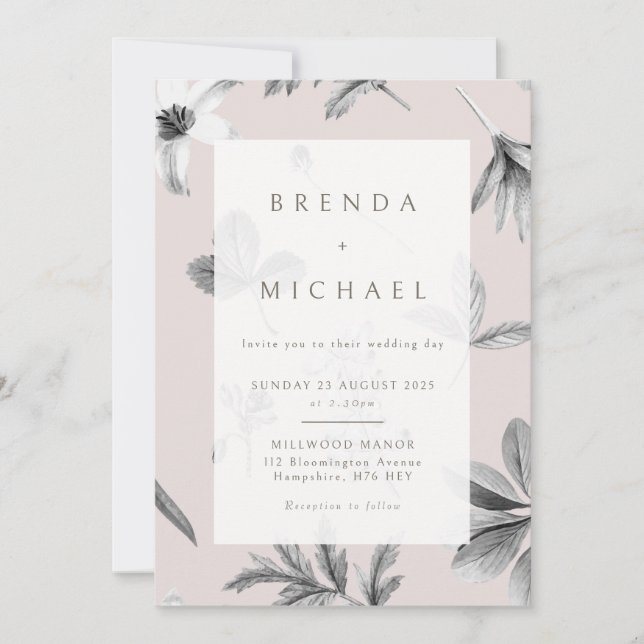 Leaf boho botanische Hochzeit Einladung (Vorderseite)