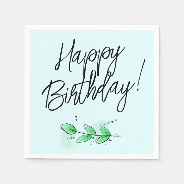 Leaf Botanical Birthday Serviette (Vorderseite)
