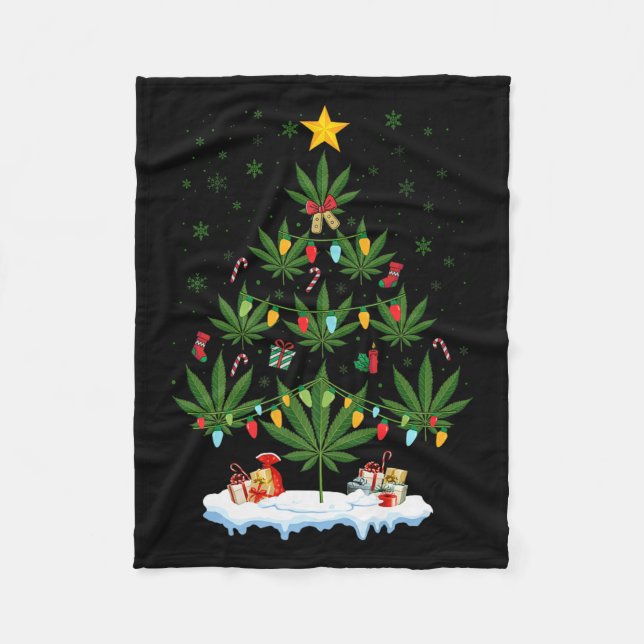 Leaf Christmas Tree Weed Stoner Xmas Premium  Fleecedecke (Vorderseite)