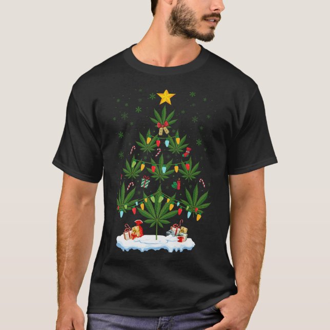 Leaf Christmas Tree Weed Stoner Xmas Premium  T-Shirt (Vorderseite)