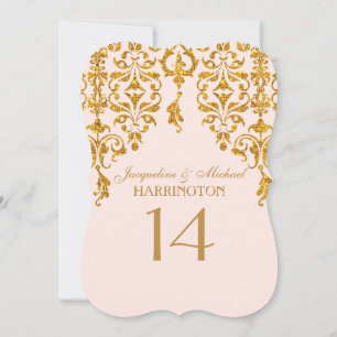 Leaf Damask Art Nouveau Glitzer Tischnummer