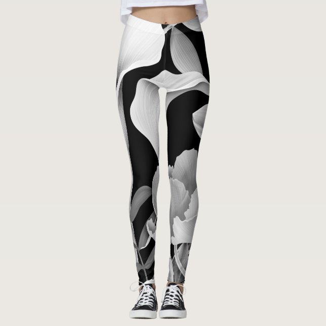 Leaf der tropischen Blume: Nahtloses Muster Leggings (Vorderseite)