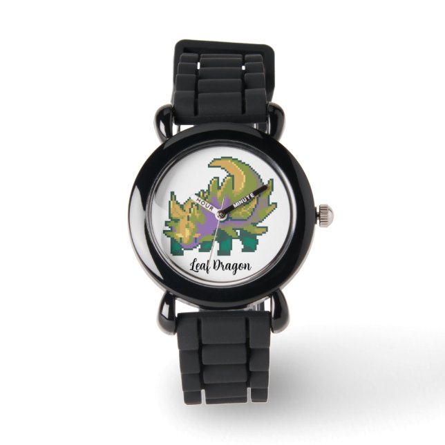 Leaf Dragon Pixel art Armbanduhr (Vorderseite)