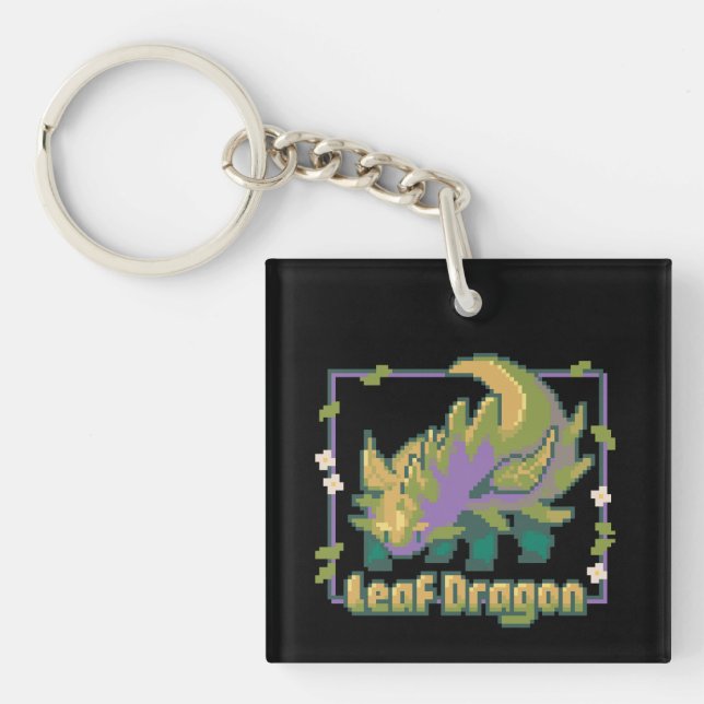 Leaf Dragon, pixel art Schlüsselanhänger (Vorderseite)