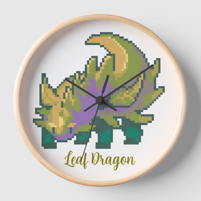 Leaf Dragon Pixel art Uhr (Vorderseite)