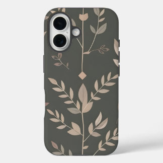 Leaf & Fern Design Dunkelpastellmuster iPhone 16 Hülle
