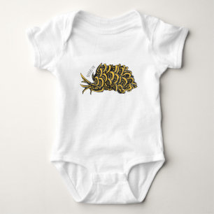 Leaf gilled sea slug cartoon illustration baby strampler