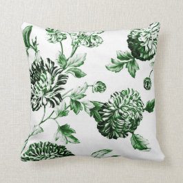 Leaf Green Botanic Floral Toile No.2 Kissen