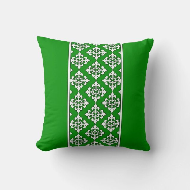 Leaf Green mit Lilie Pattern Pillow Kissen (Vorderseite)