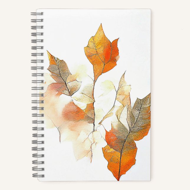 Leaf Herbstsaison Natur Wasserfarben Malerei Notizbuch (Vorderseite)