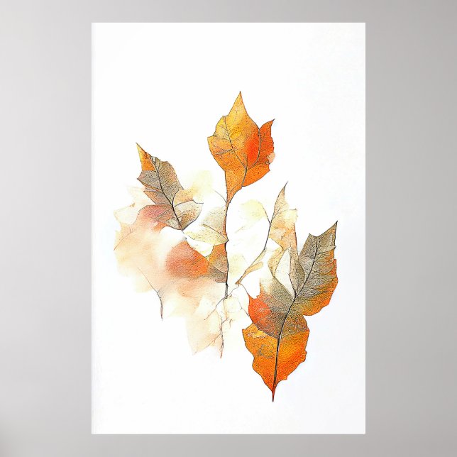 Leaf Herbstsaison Natur Wasserfarben Malerei Poster (Vorne)