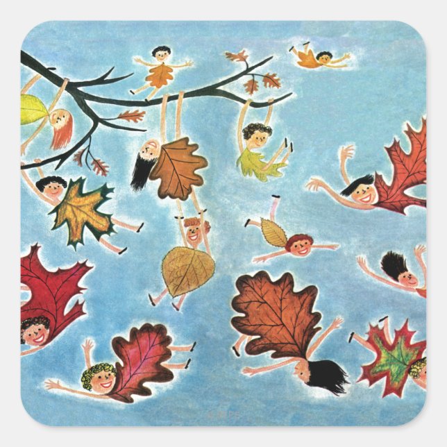 Leaf Kids Quadratischer Aufkleber (Vorderseite)