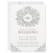 Leaf Kreis Linie Art Hochzeit dunkelgrau und weiß