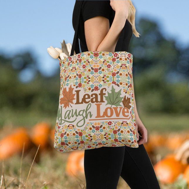 Leaf Laugh Liebe Wasserfarben fallen Blätter Tasch (Leaf Laugh Love Watercolor falling leaves Tote)